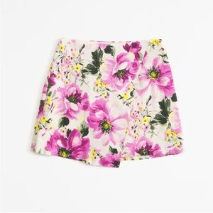 Scarlett Linen Blend Floral Mini Skort with Pink and Yellow Flowers